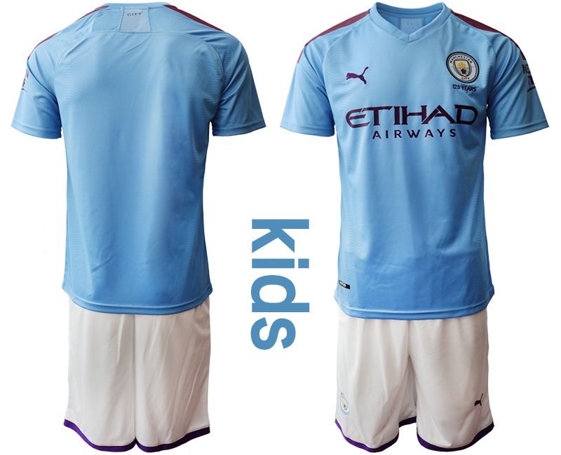 Youth 2019-2020 club Manchester City home blank blue Soccer Jerseys